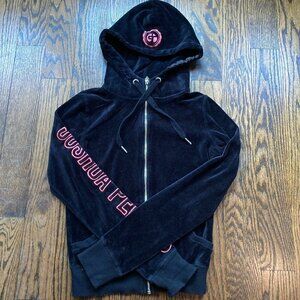 JOSHUA PERETS CROPPED VELOUR HOODIE SWEATER SIZE SMALL/Y2K